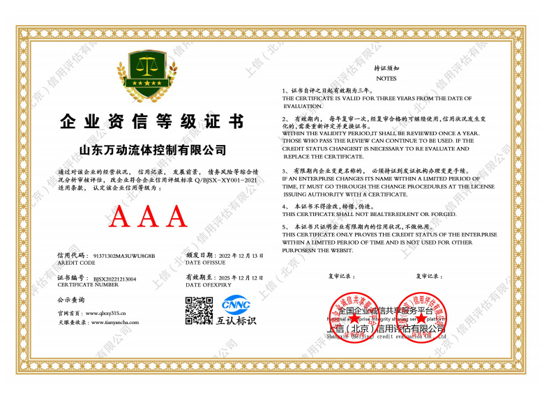 企业资信等级证书
